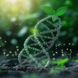 Concept of green biotechnology or synthetic biology, graphic of plant with DNA