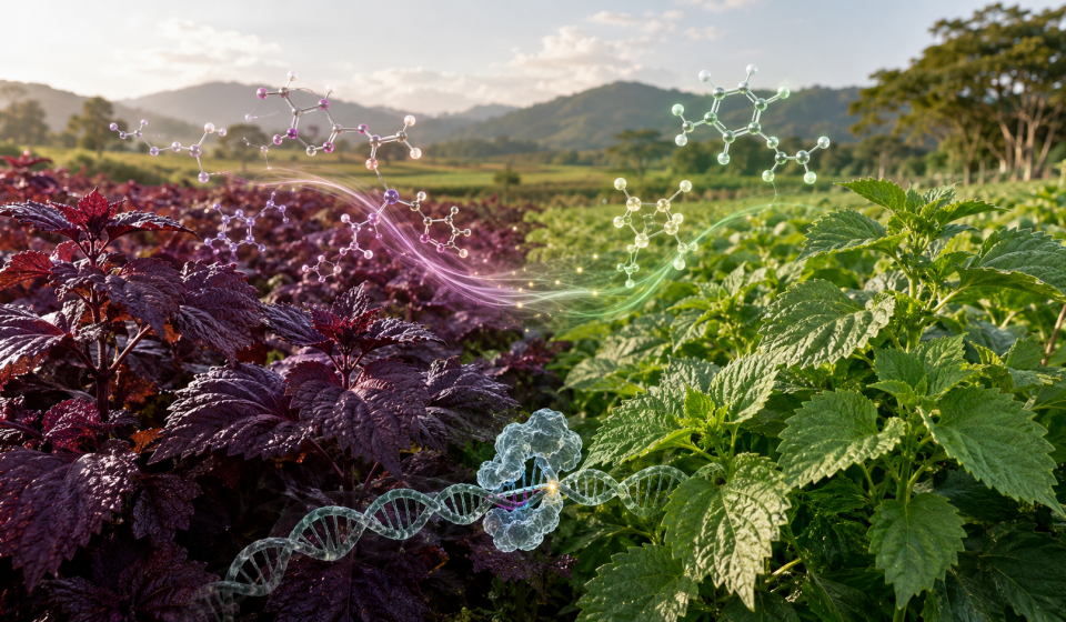 Plantas de perilla roja y verde editadas genéticamente para aumentar luteolina y ácido rosmarínico