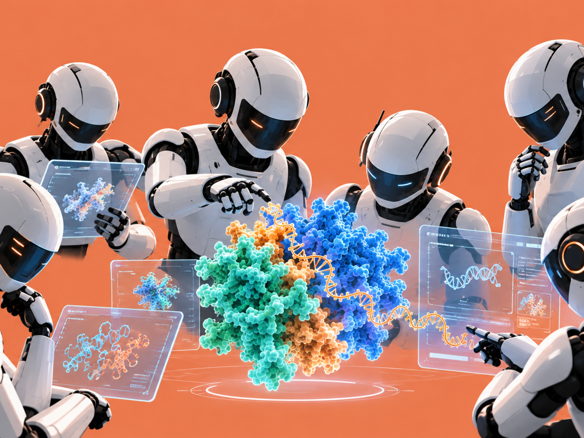 Agentes de inteligencia artificial analizan en conjunto una estructura molecular asociada al sistema ART descubierto en bacteriófagos.