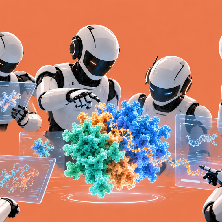 Agentes de inteligencia artificial analizan en conjunto una estructura molecular asociada al sistema ART descubierto en bacteriófagos.