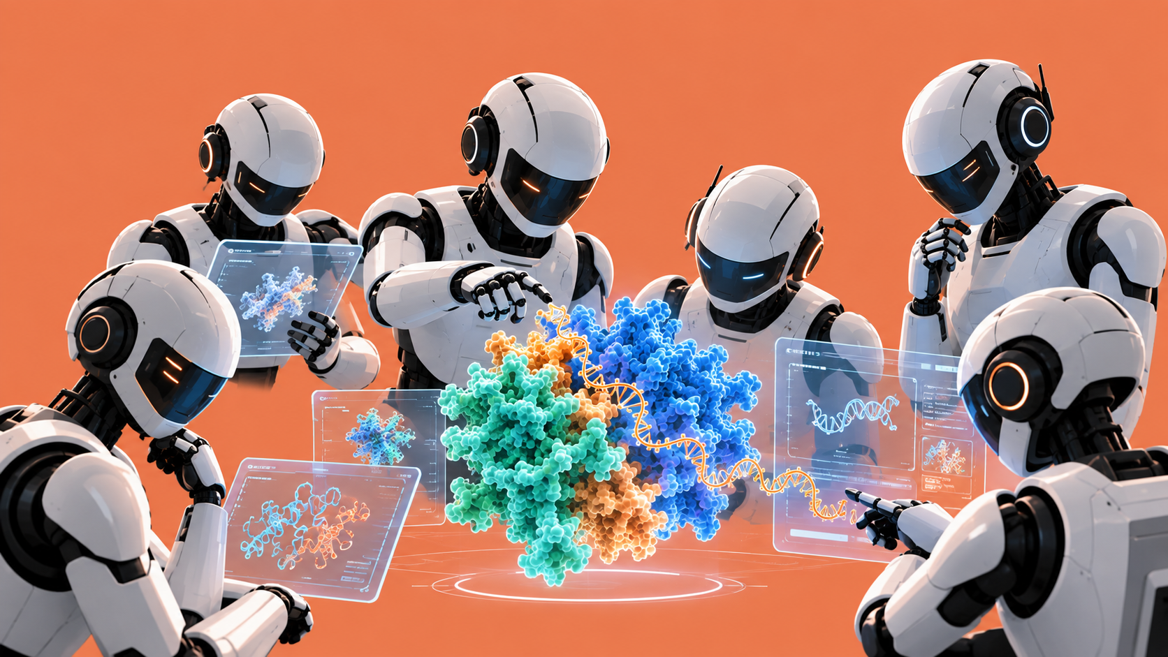 Agentes de inteligencia artificial analizan en conjunto una estructura molecular asociada al sistema ART descubierto en bacteriófagos.